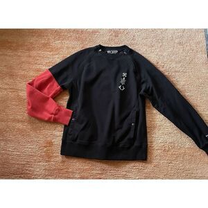 10.Deep Sweatshirt Black Red Sleeve Embroidered Logo Medium Streetwear